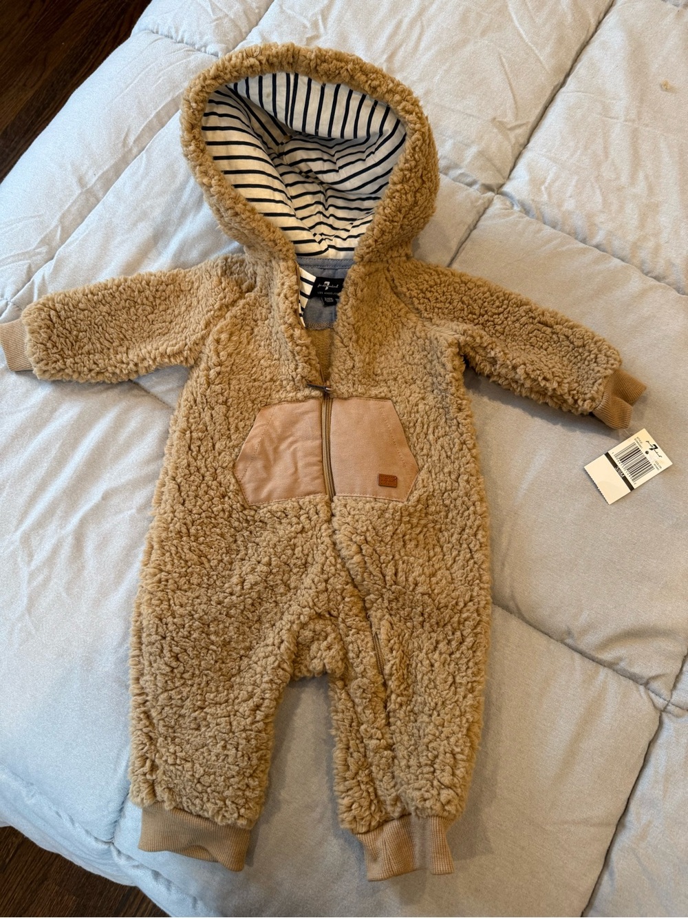 Cozy Teddy Sherpa One-Piece Jumpsuit - Tan